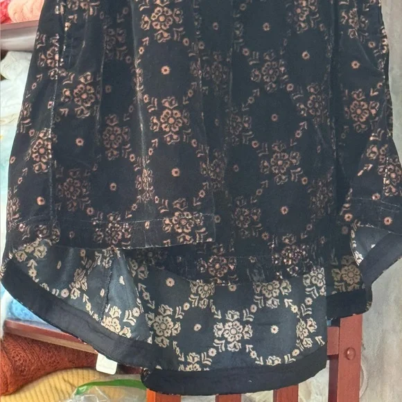 FREE PEOPLE SUMMER CAMP BLACK  VELVET FLORAL DRESS MEDIUM - Picture 10 of 11